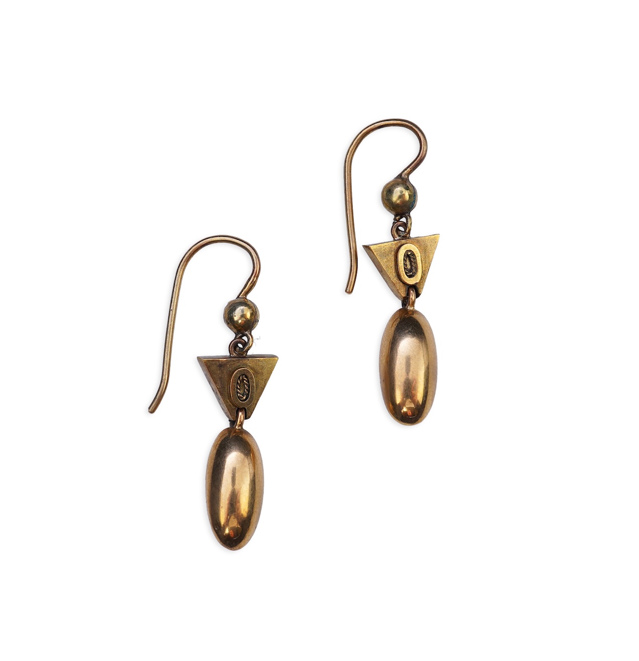 A pair of Victorian gold earrings, mid 19th century
